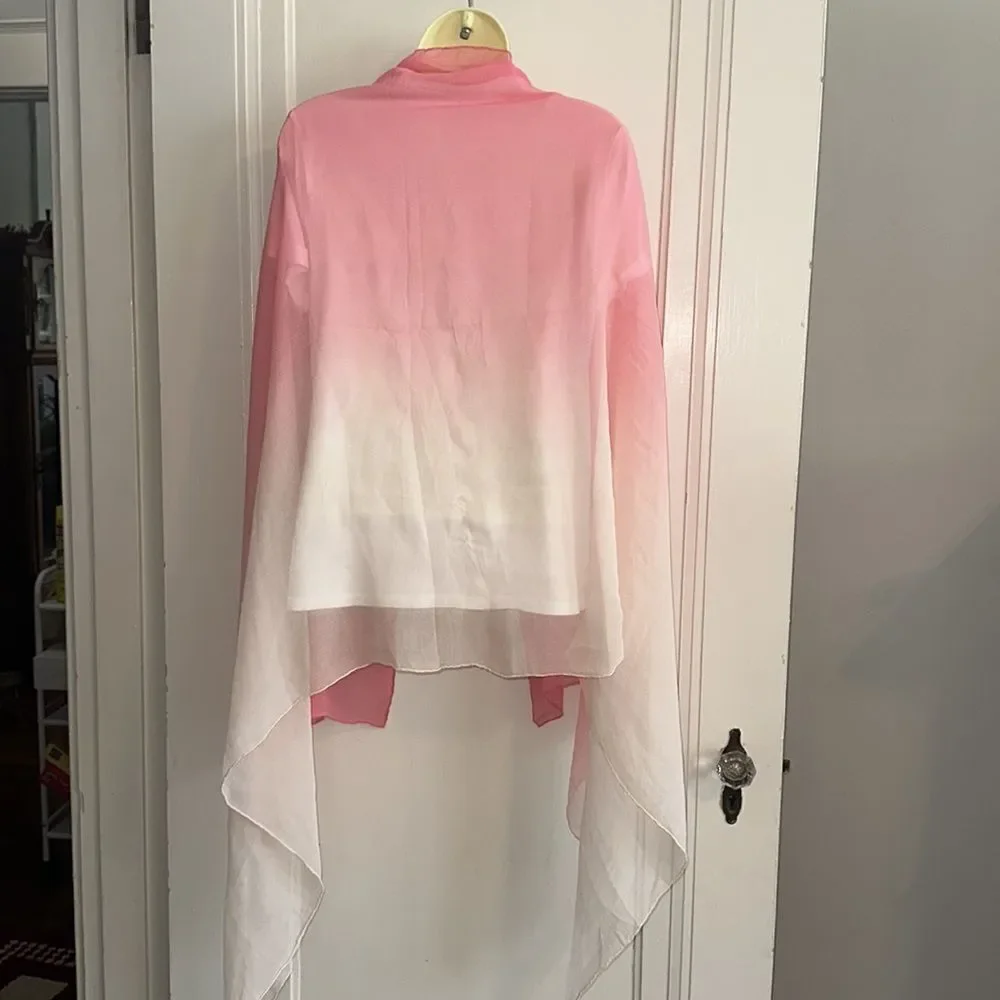 Vintage pink to cream hombre very large chiffon‎ shawl/wrap